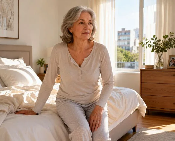 Frau in der morgendlichen Routine